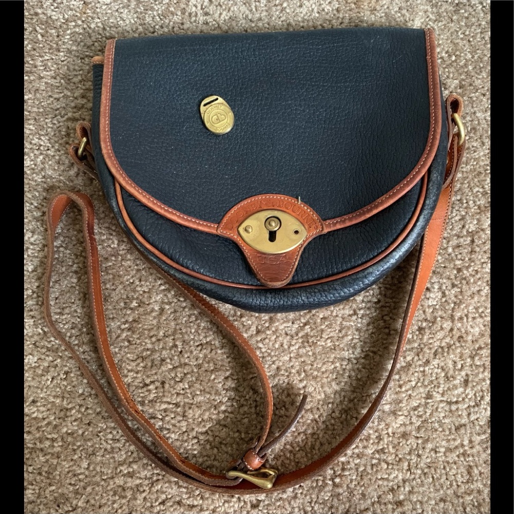 Dooney & Bourke vintage Cavalry bag black brown leather project purse flawed